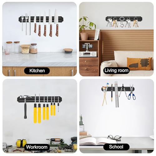 3 Piece Magnetic Knife Strips, 33cm/13inch Magnet Knife Holder for Wall, Magnetic Knife Rack Set, Load-Bearing 500-800g Knife Magnet, Black Multipurpose Tool Holder, for Kitchen, Workshop, Office - Image 6