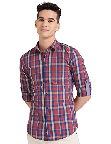 Image of Amazon Brand - Symbol Men's Cotton Checkered Regular Fit Casual Shirt