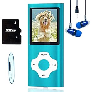 MP3 Player / MP4 Player, Hotechs MP3 Music Player with 32GB Memory SD Card Slim Classic Digital LCD 1.82” Screen Mini USB Port with FM Radio, Voice Record