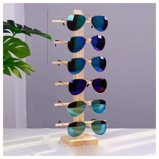 HERCHR Sol Soporte Mesa Venta al por Menor Organizador, Soporte De Exhibición de Los Vidrios Gafas De Sol Creativas De Madera, Porta Gafas de Madera Organizador, Organizador de Joyas(6 Pares)