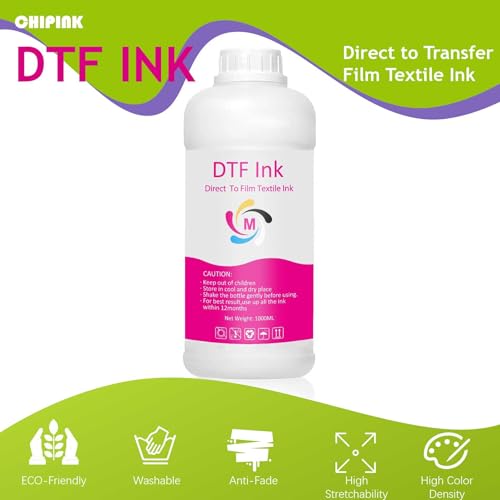 Image of DTF Ink Magenta 1000ML Refill for Printhead DX5 DX7 5113 XP600 L3200 4720 TX800 L1800 L805 R1390 Printer, for Heat Transfer Film Printing (1 Pack)