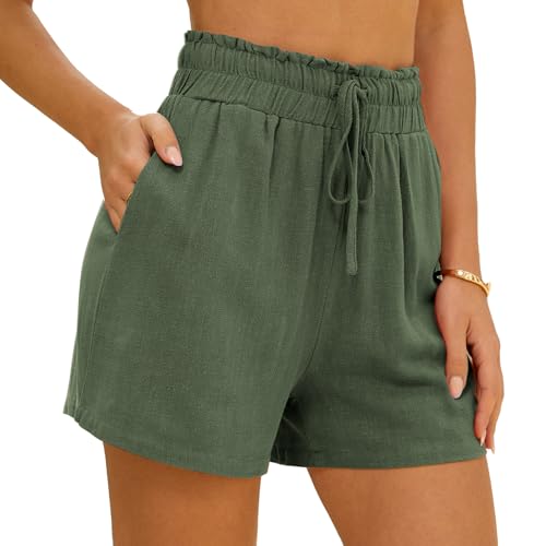 zffriction Damen-Shorts Elastische Shorts mit Kordelzug und Taschen lässige Sommer Kurzehose (DE/NL/SE/PL, Alphanumerisc...
