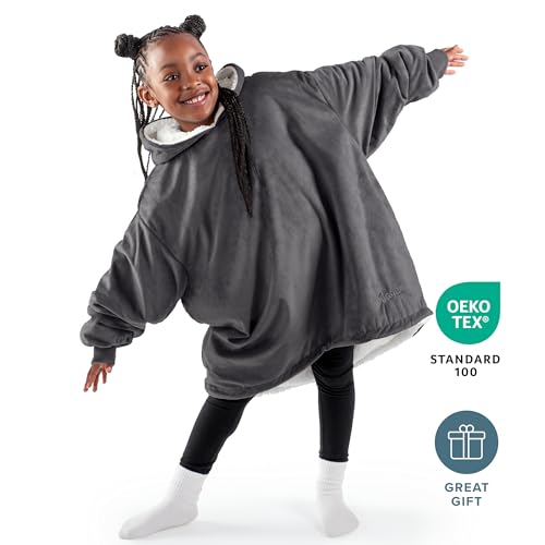 Image of Bare Home Wearable Blanket Hoodie - Soft Plush Sherpa - Warm and Cozy - Oversized Wearable Blanket