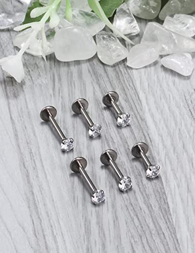 Ocptiy 16G G23 Titanium Lip Labret Monroe Medusa Ashley Ring Stud Hypoallergenic Cartilage Tragus Helix Conch Ear Earring Stud Set Piercing Jewelry Stainless Surgical Steel For Women Men 6Mm 8Mm 10Mm #TOP1