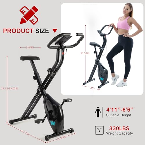 Image of BARWING Foldable Exercise Bike with Magnetic Resistance for Home | 3 IN 1 Stationary Bike with 16 Resistance Levels and 330 lb Capacity for Low-Impact Home Cardio Workouts