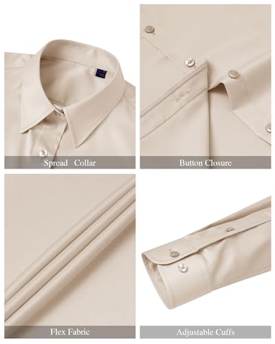 Image of J.VER Womens Dress Shirts Long Sleeve Button Down Shirt Wrinkle-Free Business Casual Blouse Office Work Tops
