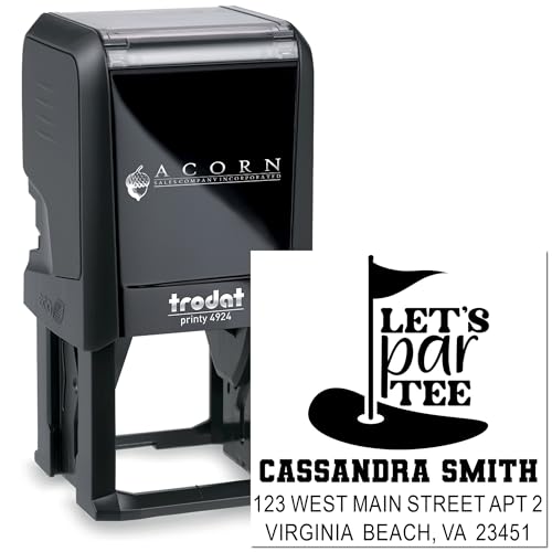 Image of Par-Tee Celebration Golf Flag Self-Inking Mailing Stamp Custom Made | Choice of 11 ink colors. Self Inking Return Stamp. Golf Mailing Stamp. Up to 50 characters per line. Nothing preset.