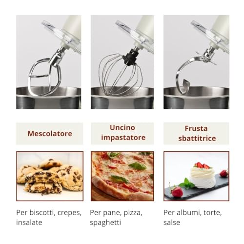 Girmi IM47 Sbattitore con base 1300 W Beige, Acciaio inox