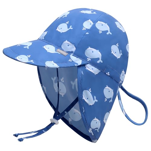 Duoyeree UPF 50+ Baby Sun Protection Hat with Neck Flap Kids Infant Toddler Beach Hat for Boys Girls 2-5T