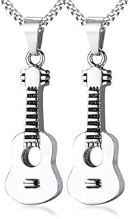 MEALGUET Pack of 2/3/4/5 Guitar Urn Necklace Cremation Ash Urn Openable Acoustic Guitar Necklace Cremation Jewelry for Ashes Custom Musician Memorial Necklace With Free Funnel Kit