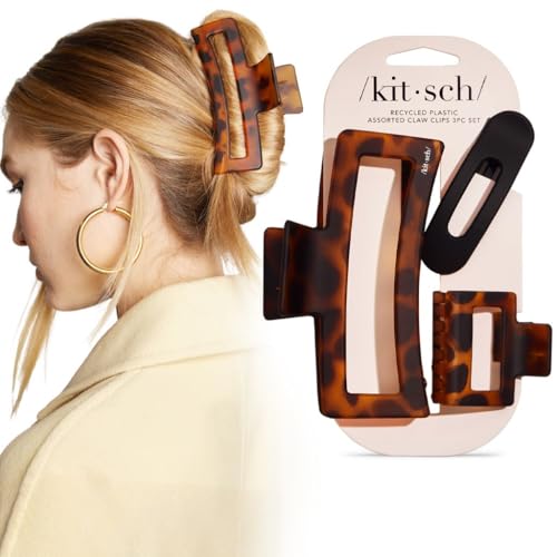 Kitsch 3-Piece Matte Claw Clip Set (Black & Tortoise)