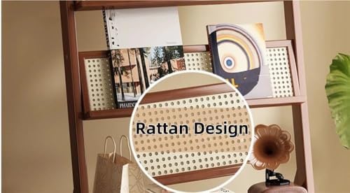 Brown Floor Standing Magazine Rack - 64CM Ladder Shelf Organizer for Office & Home, Durable Bookshelf & Newspaper Holder, Stylish Storage Solution