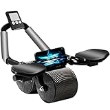 Ab Roller Wheel with Elbow Support Automatic Rebound Abdominal Wheel Dolly Core Strengthening Trainer Fitness Belly Training Ab Roller 2023 New with timer ABs Roller Wheel Core Exercise Equipment