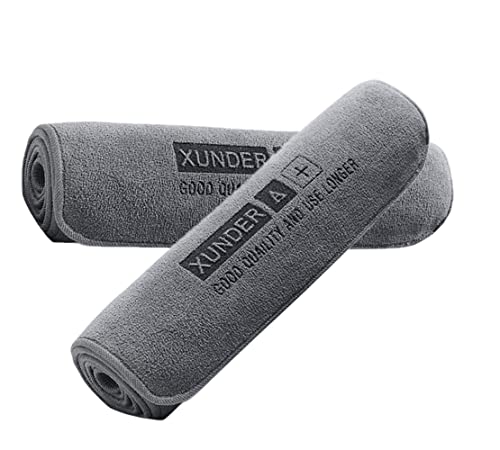 Image of Microfiber Cloth - 30x75 cms - 340 GSM Grey- Thick Lint & Streak-Free Multipurpose Cloths - Automotive Microfibre Towels for Car Bike Cleaning Polishing Washing & Detailing(30*75CM,Set of 2)