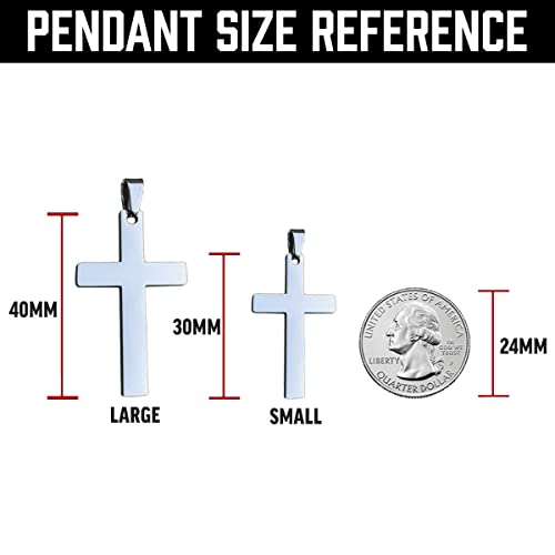 Elite Athletic Gear Cross Pendant with Chain Necklace - Stainless Steel - 30MM or 40MM Cross4