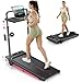 Tapis de Marche Pliable Inclinable à 7%, avec Barres de Soutien Sétractables. Tapis de Course Inclinable - Table Amovible, 1-12 km/h, Moteur Silencieux, Walking Pad Maison/Bureau (120kg Max)