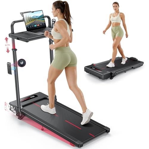 HomeTro Walking Pad Treadmill with 7% Incline, 2-in-1 Under Desk Treadmill for Home Office, Foldable with Handle Bar, Quiet 3.0HP Motor, Remote & App Control by homeTro - Used condition - CA$356.26