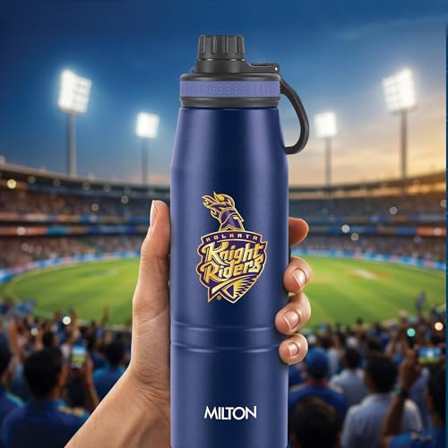 Image of Milton Sports Sparkle 900 | KKR Official Drinkware Partner I Limited Edition Kolkata Knight Riders Water Bottle | Stainless Steel I 24 Hr Hot & Cold | Designed for Cricket Lovers | 920 ml I Blue