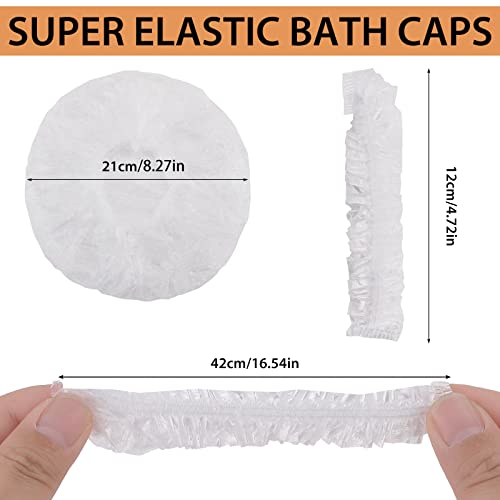 WLLHYF Upgrade Disposable Shower Caps, 100 Pcs Clear Shower Caps Elastic Plastic Hair Caps Waterproof Hair Bath Caps Home Use - Image 2