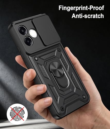 Image of Tough Armor Bumper Back Cover Case for Oppo F33 Pro 5G | Sliding Camera Cover, Kickstand & Ring Holder 360 Degree Protection Back Cover Case for Oppo F33 Pro 5G - Black