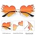 COASION Melting Heart Sunglasses for Women Men Trendy Design Rimless Party Cute Prom Glasses Personality Fashion Fire Flame Shades (Yellow)