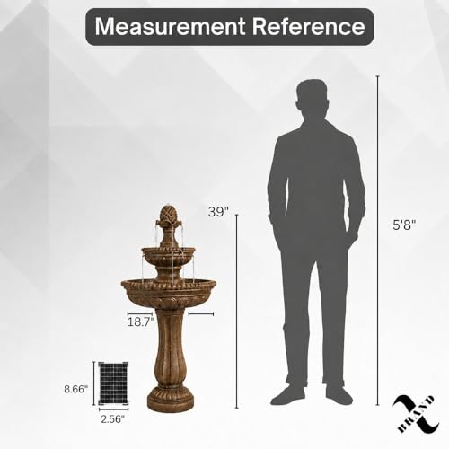 XBrand 39" Solar Water Fountain, Sand Stone Resin by XBrand - Image 6