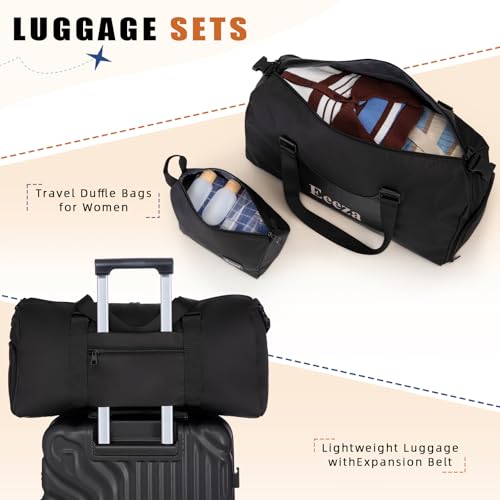 Image of Luggage Sets 5 Piece Suitcase with ABS Hard Shell Lightweight Combination Lock and Double Rotatable Detachable Wheels(Black,20 inch /24 inch /28 inch /DB /TB)