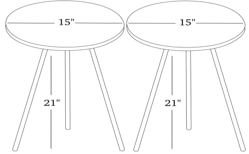 Set Of 2 End Tables - Sunrise Home Decor - Marble Look Wood Round Sofa Nesting Side Table For Small Spaces, Nightstand Bedside Table No-Tools Assembly (Gray Marble/Silver) #TOP1