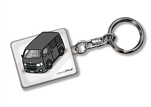 MKJP カスタムキーホルダー ハイエースTHR200V後期 ベース:ホワイト 車カラー:ブラック