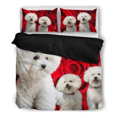 Housse de couette 200x200 cm douce et respirante avec Bichon Frisé