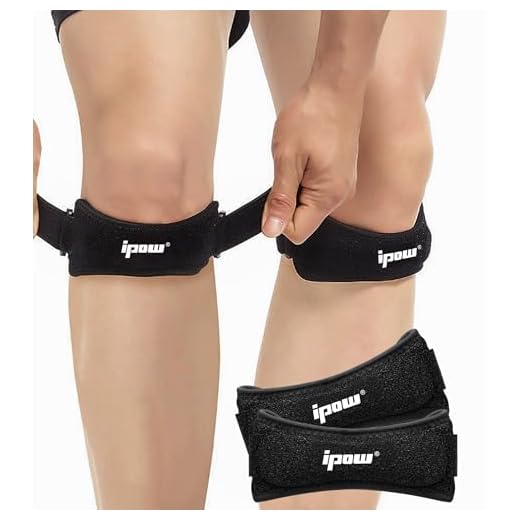 IPOW 2 Pack Knee Pain Relief & Patella Stabilizer Knee Strap Brace Support for Hiking, Soccer, Basketball, Running, Jumpers Knee, Tennis, Volleyball & Squats.