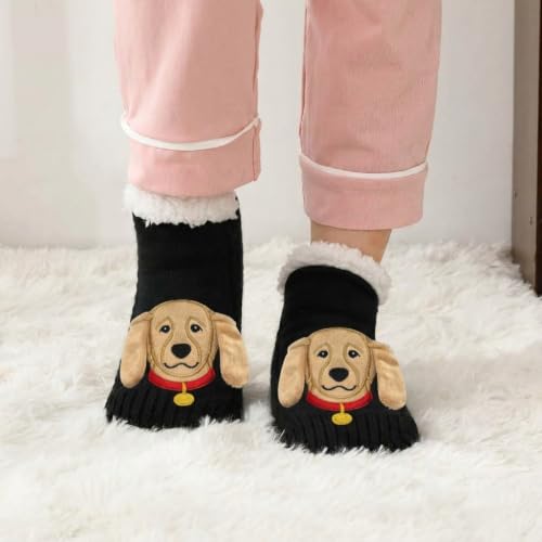 Image of ZYZX Cute Dog Slipper Socks for Women with Grips,Fuzzy Socks Indoor