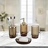 Amazon.com: MyGift 4 Piece Modern Embossed Fluted Amber Glass Bathroom ...