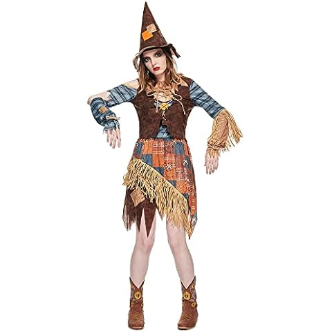 Snailify Women Scarecrow Costume Adult Creepy Scarecrow Halloween Fancy Dress\ Cover