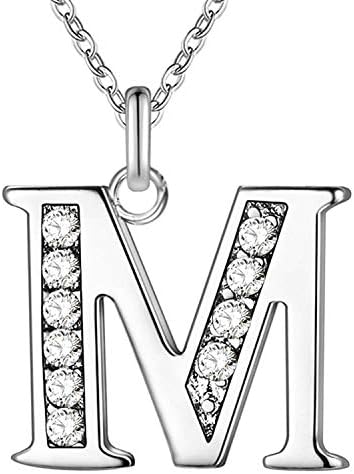 Women's Letter M Necklace, 925 Silver Plated, Gift for Christmas, Birthday, Anniversary, Mother's Day, Jewelry for Girlfriend, Wife, Mom