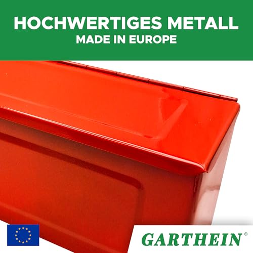 Foto von Werkzeugkiste Rot - Hochwertige Metall-Aufbewahrungsbox für Werkzeuge - Kompakte Werkzeugkiste für Auto, Heimwerker & Werkstatt - Werkzeugkiste Metallbox - Profi Heimwerker Werkzeugkoffer