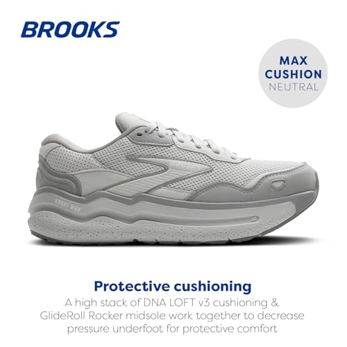 Brooks Women’s Ghost Max Suede/Leather Neutral Running & Walking Shoe - Oyster/Alloy/Antarctica - 11 Medium - image 2