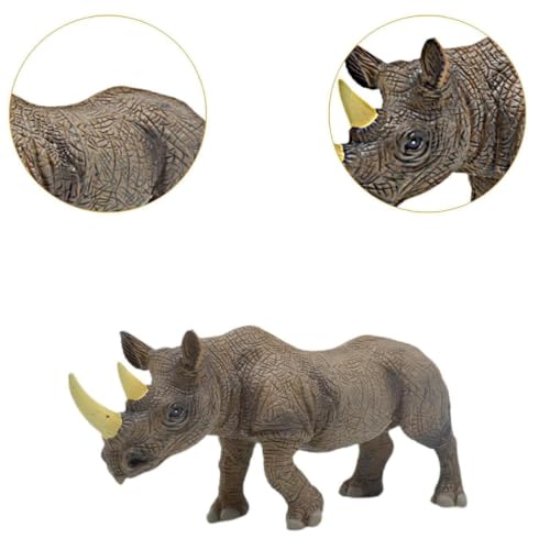 Image of FUNFOB Realistic Rhino Forest Animal Action Figure Toy Width-13cm for Kids & Adults PVC | Animal - Rhi no