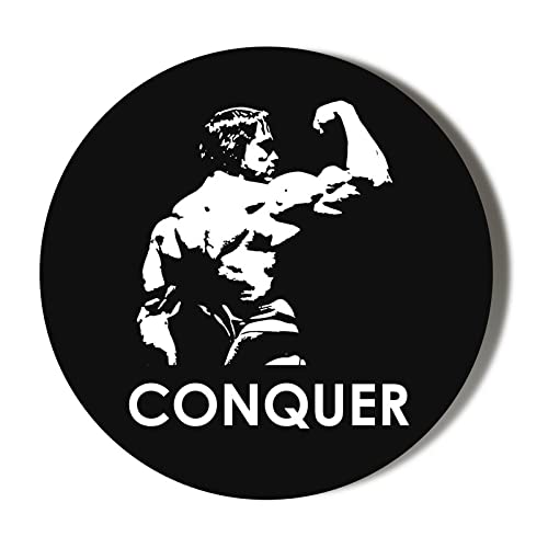 Gift Insanity White Arnold Schwarzenegger - Bodybuilding Pose - Conquer - 6 X 70Mm Large Vinyl Stickers