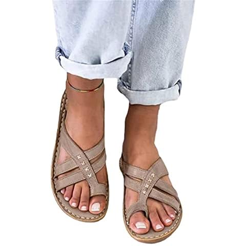 NXDHPLIENG Women Sandal PU Leather Open ToeOrthopedic bunion corrector Comfortable Platform Sole Ladies Soft Big Toe Foot Correction Sandals-Gray,40 Cover