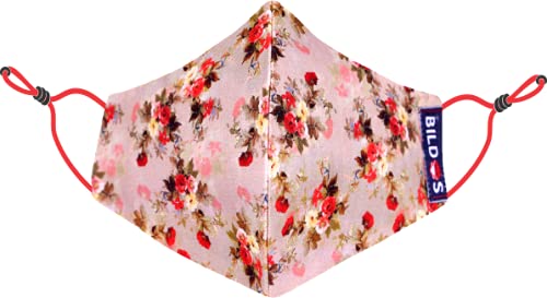 Image of Bildos Cotton Flower & Crystal Printed Cloth Without Valve Super Breathable Reusable Women's & Girl's Face Mask with Adjustable Ear Loop (Multicolour) - Pack of 12