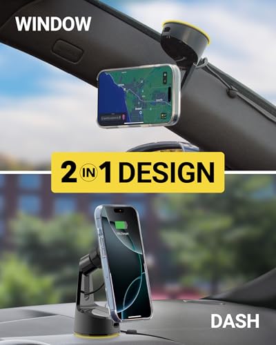 Image of Scosche MPQMWD Charge Pro Qi2 MagSafe Charger Car Mount, 15W Fast Magnetic Wireless Charging Suction Cup Phone Holder for Dashboard /Windshield Compatible with iPhone 16 /15 /14 /13 /12 Pro Max Plus, S25