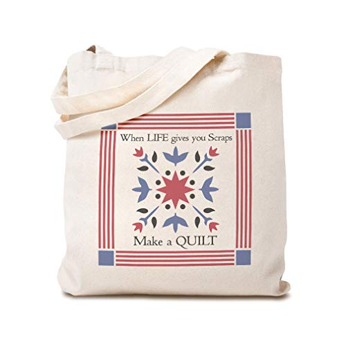 Custom Canvas Tote Shopping Bag When Life Gives You Scraps Make A Quilt Funny & Novelty Star Reusable Beach Bags for Women Novelty Gifts Natural Design Only