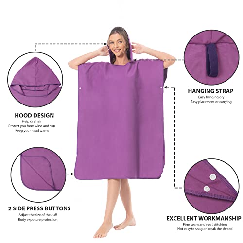 MOKANI Changing Robe Microfiber Towel Poncho with Hood for Beach Surfing Swimming Wetsuit Changing Quick Dry & Light Weight - Image 4