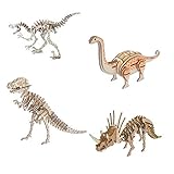 Beyond280 3D Wooden Educational Dinosaur Puzzles Laser Cut Learning Puzzles Kit for Teens and Adults Pack of 4