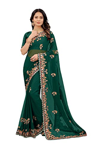 Sari indien ethnique brodé main Resham et Zari en Georgette haut de gamme style créateur
