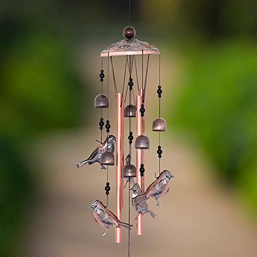SA Products Bird Wind Chimes - Indoor & Outdoor Home Decorations with Aluminium Tubes - Hanging Garden Ornaments with Hooks - Handcrafted Bells with Calming Sounds - Vintage Decor for Patio, Backyard