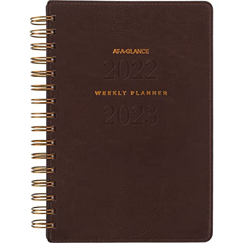 AT-A-GLANCE 2022-2023 Planner, Weekly & Monthly Academic, 5-1/2" x 8-1/2", Small, Signature Collection, Brown (YP200A25)