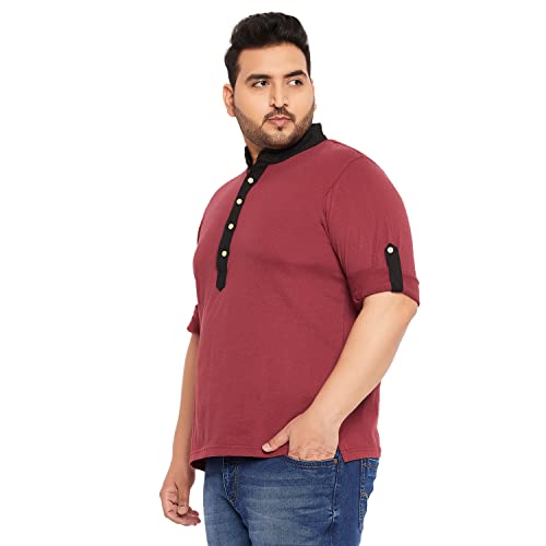 Image of Bigbanana Plus Size Men's Regular Fit Solid Henley Tshirt