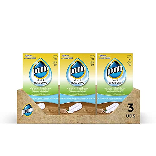Pronto Plumero Atrapa Polvo, Pack De 3 [3 Aparatos + 6 Recambios], color Incoloro, Estandar, 700 g - Pack de 3 Cover